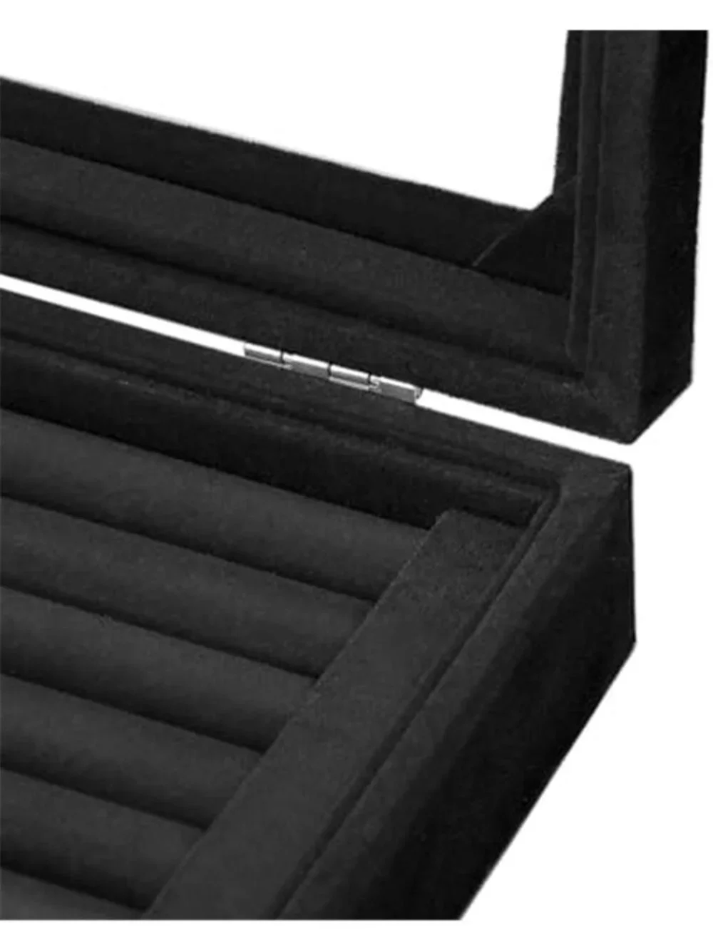 Black Velvet Ring Organizer Tray 7 Slots Transparent Lid Dustproof Jewelry Box